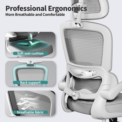 TRALT Office Chair Ergonomic Desk Chair, 330 LBS Home Mesh Office Desk Chairs with Wheels, Comfortable Gaming Chair, High Back Office Chair for Long Hours (Black)