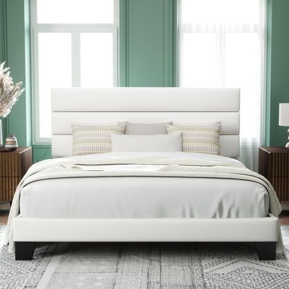 Allewie Queen Size Platform Bed Frame with Fabric Upholstered Headboard and Wooden Slats Support, Fully Upholstered Mattress Foundation/No Box Spring Needed/Easy Assembly, Dark Grey