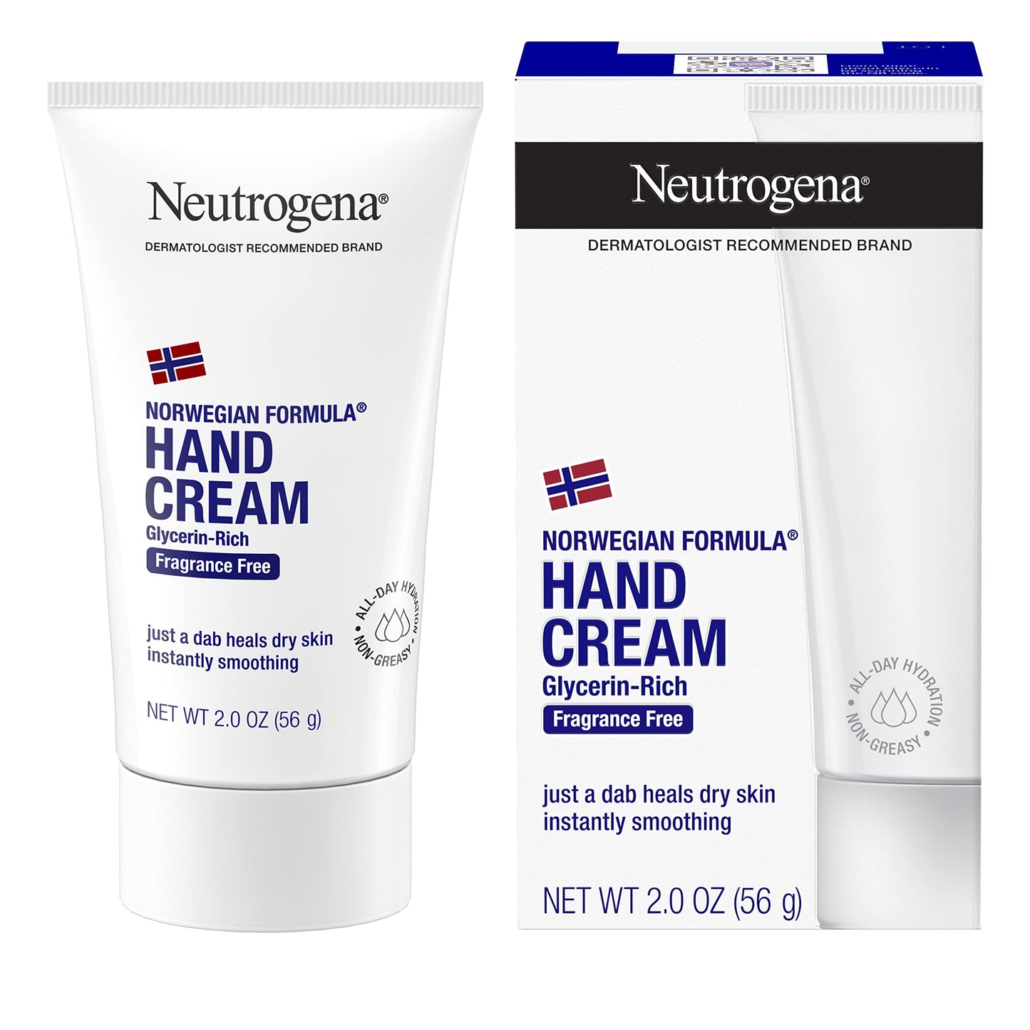 Neutrogena Norwegian Formula Moisturizing Hand Cream Formulated with Glycerin for Dry, Rough Hands, Fragrance-Free Intensive Hand Cream, 2 oz (Pack of 2)