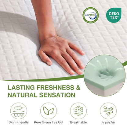 Full Size Memory Foam Mattress, 8 Inch Bed Mattress in A Box with Cooling Green Tea Gel, Pressure Relief with Medium Firm Support, CertiPUR-US Certified, 75''L x 54''W, ‎37.3 pounds White