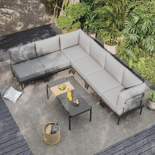 7 Pieces Metal Patio Outdoor  Furniture Set