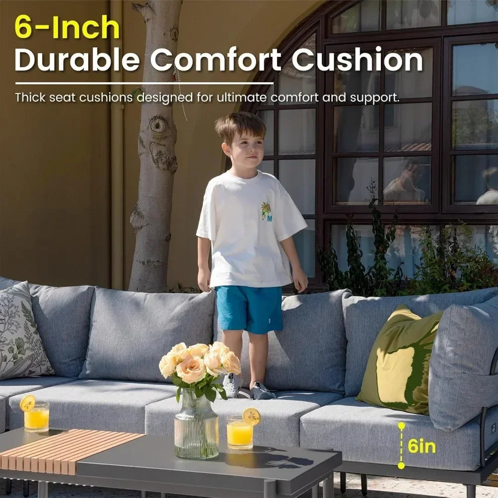 7 Pieces Metal Patio Outdoor  Furniture Set