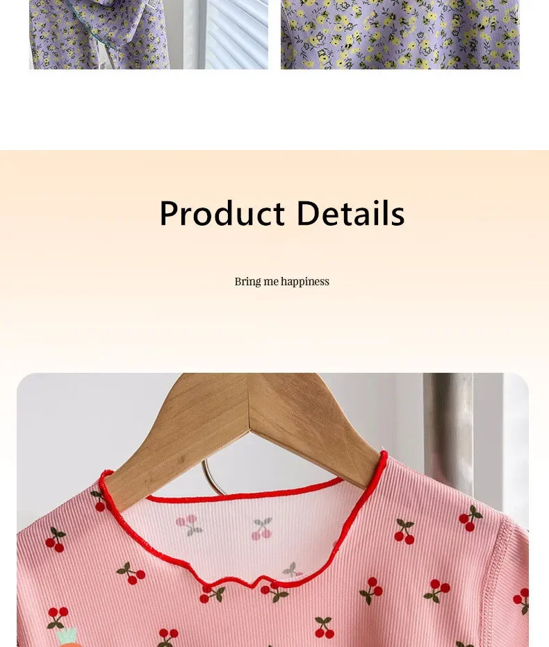 Summer Girls Loungewear Set - Floral Short Sleeve Top & Pants Pajamas (2-Piece)