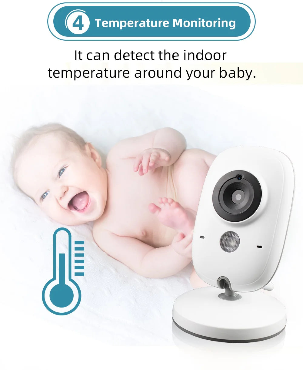 TakTark 3.2" Wireless Video Baby Monitor - Night Vision, Two-Way Audio & Temperature Monitor