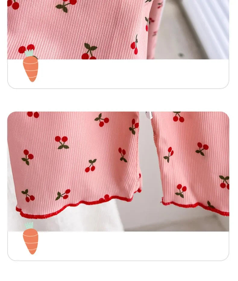 Summer Girls Loungewear Set - Floral Short Sleeve Top & Pants Pajamas (2-Piece)