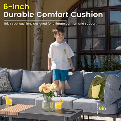 7 Pieces Metal Patio Outdoor  Furniture Set