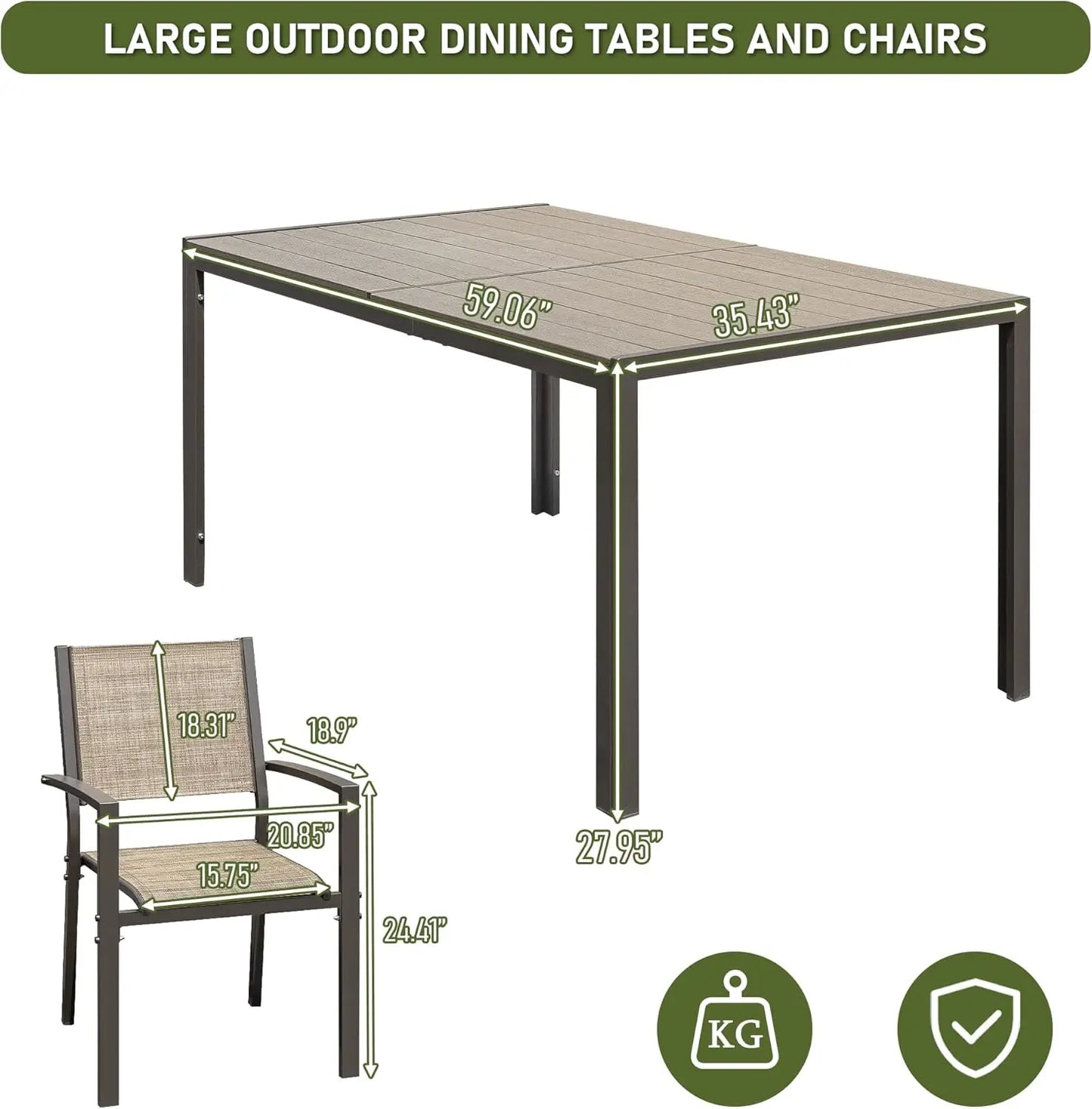 7 Piece Patio Dining Outdoor Furniture Set for Garden,
