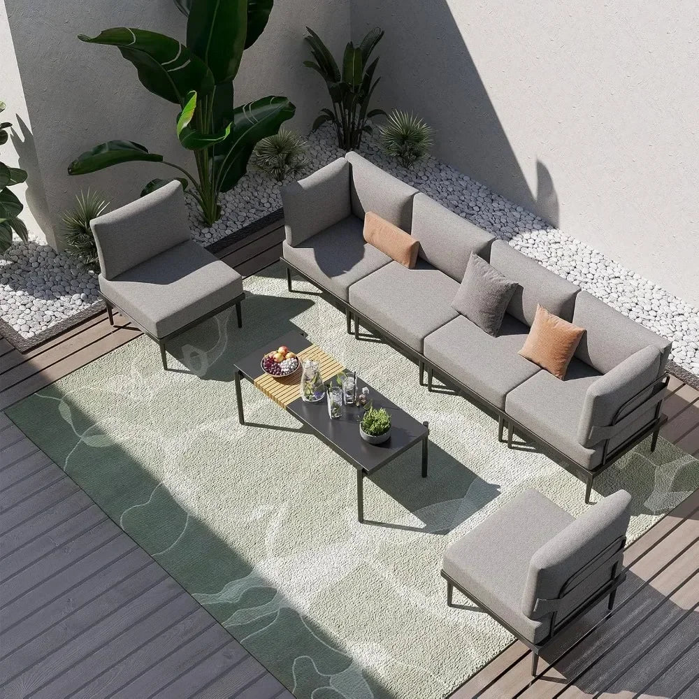 7 Pieces Metal Patio Outdoor  Furniture Set