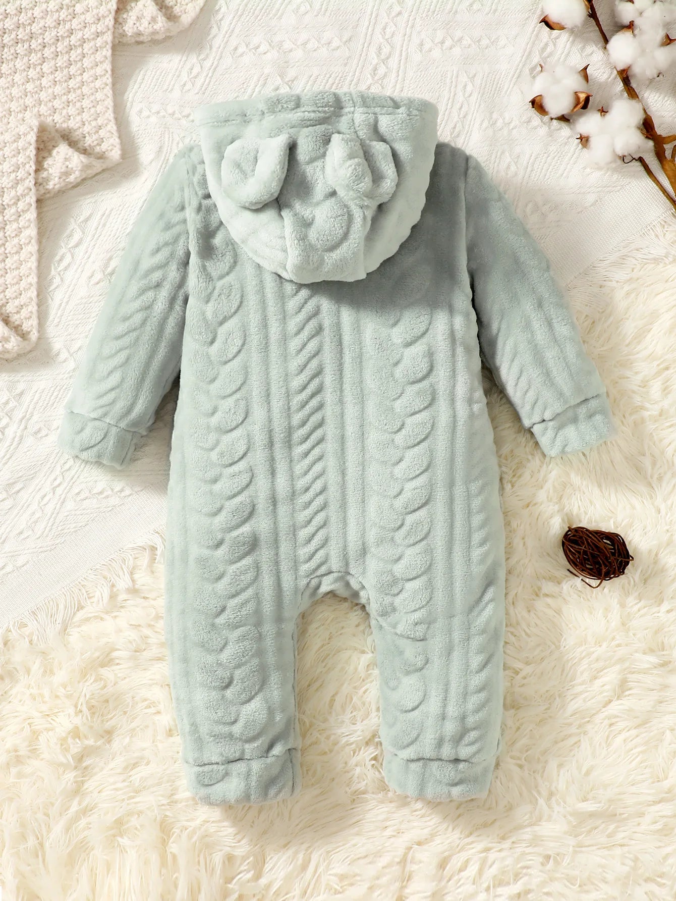 Baby Plaid Romper - Hooded Long Sleeve Plush Jumpsuit for Boys & Girls (3-24 Months)