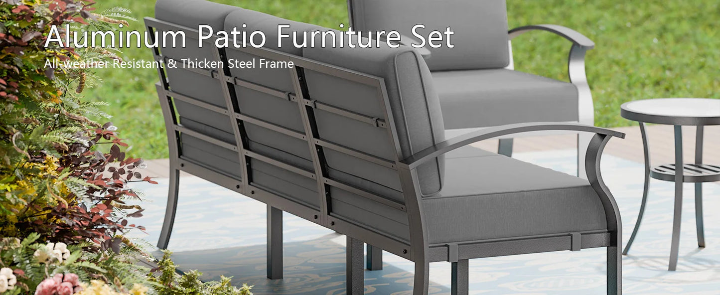 Aluminum Patio Furniture Set with Fire Pit Table