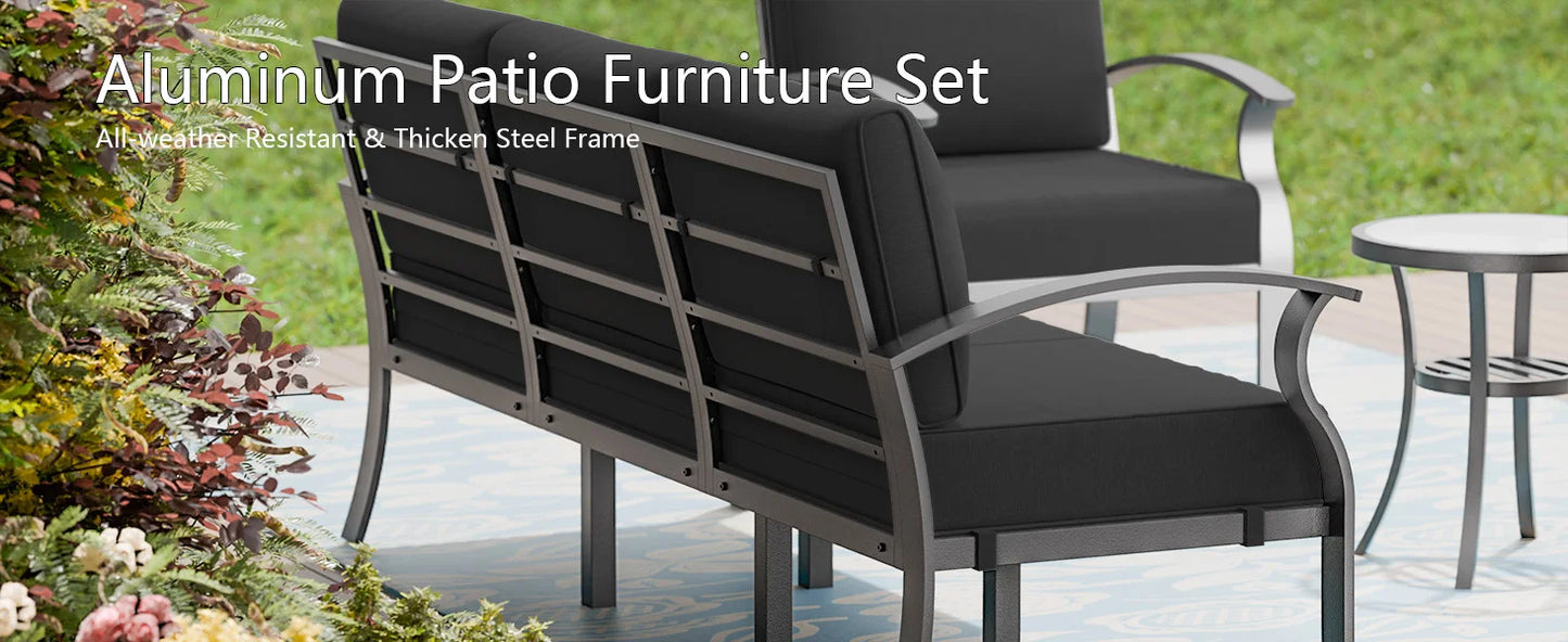 Aluminum Patio Furniture Set with Fire Pit Table