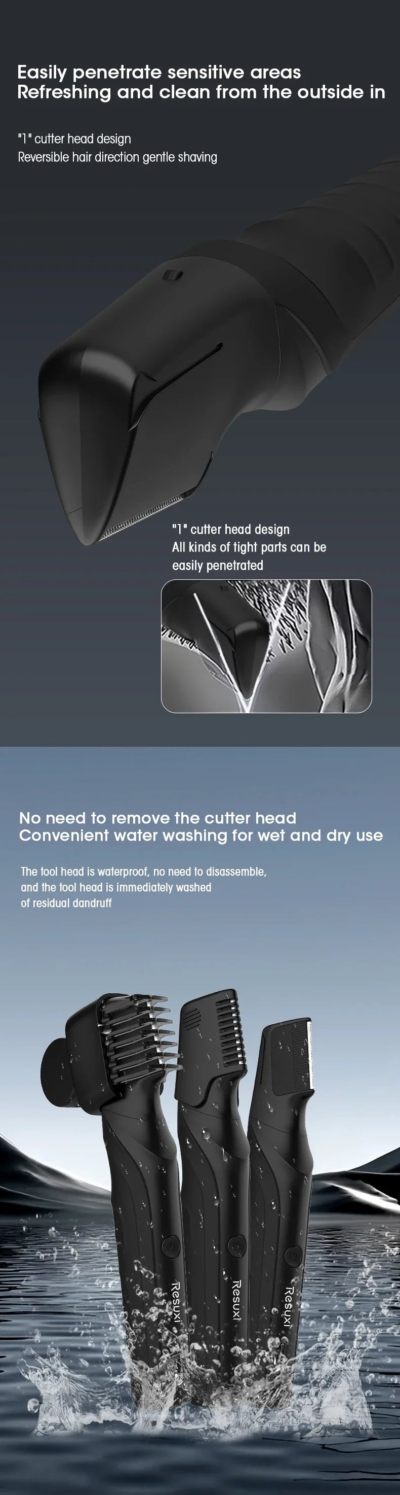 Electric Body Hair Trimmer for Men - Cordless Waterproof Groin & Body Groomer