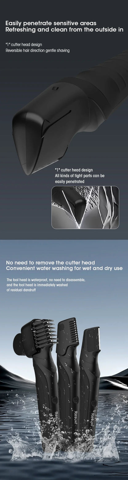 Electric Body Hair Trimmer for Men - Cordless Waterproof Groin & Body Groomer