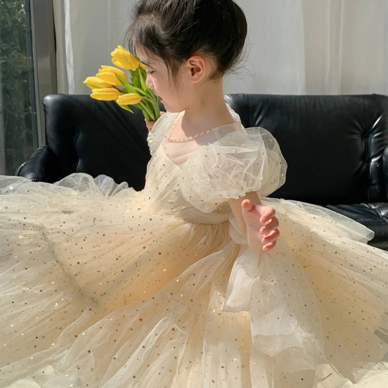 Summer Girls Princess Dress - Tulle Yarn Dress for Kids (Cute Sweet Temperament Style)