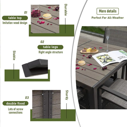 7 Piece Patio Dining Outdoor Furniture Set for Garden,