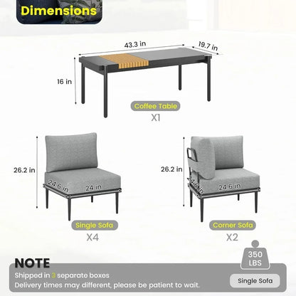 7 Pieces Metal Patio Outdoor  Furniture Set