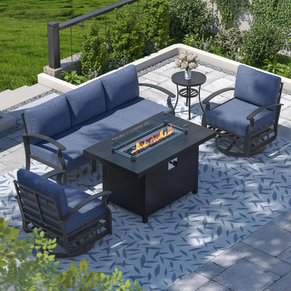 Aluminum Patio Furniture Set with Fire Pit Table