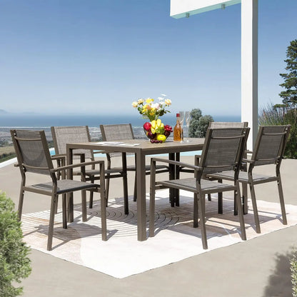7 Piece Patio Dining Outdoor Furniture Set for Garden,