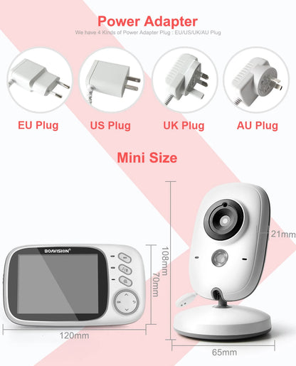 VB603 3.2" Wireless Video Baby Monitor - Night Vision, Two-Way Audio & Security Camera