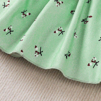 Baby Girl Princess Dress Set with Bow Headband - Floral Color Block Outfit (0-24M)