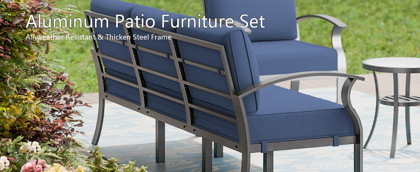 Aluminum Patio Furniture Set with Fire Pit Table