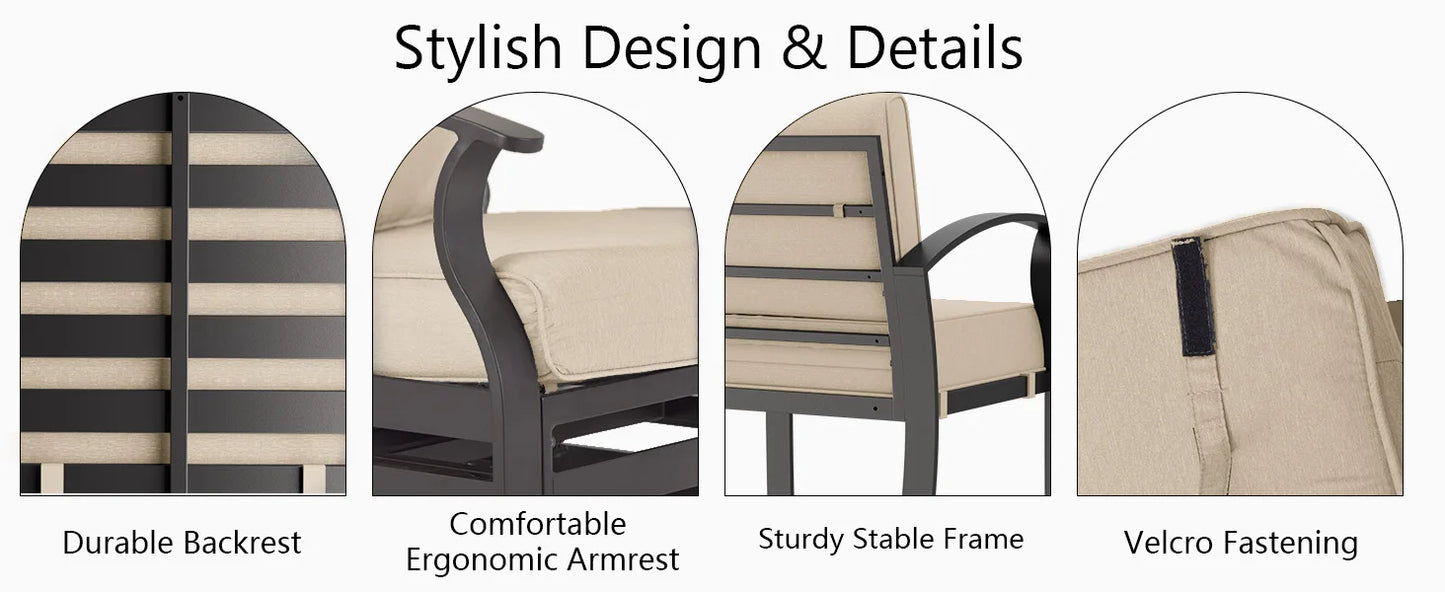 Aluminum Patio Furniture Set with Fire Pit Table