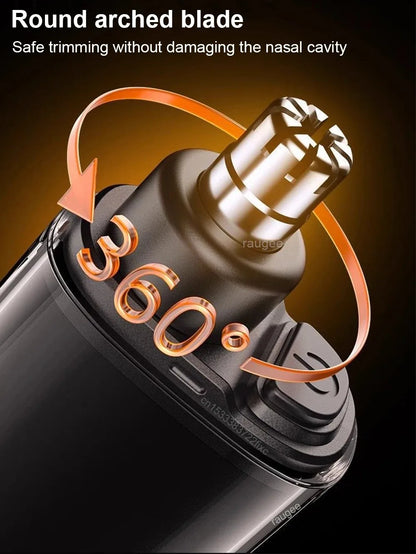 USB Rechargeable Nose & Ear Hair Trimmer - Waterproof Painless Grooming Tool for Men