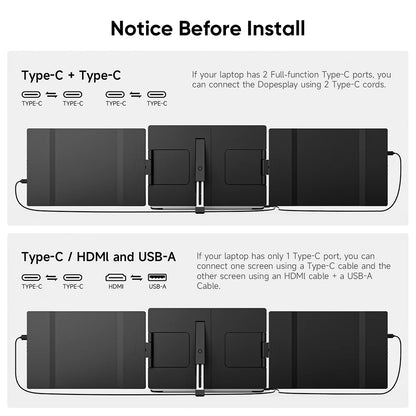 14.1" Laptop Screen Extender - Dual/Triple FHD Monitor for Windows & MacBook