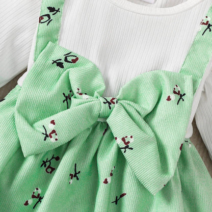 Baby Girl Princess Dress Set with Bow Headband - Floral Color Block Outfit (0-24M)