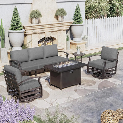 Aluminum Patio Furniture Set with Fire Pit Table
