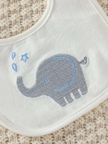 Baby Boy Elephant 4-Piece Outfit Set - Newborn Pantsuit, Hat, Gloves & Bib (1-3M)