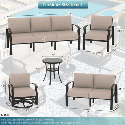 Aluminum Patio Furniture Set with Fire Pit Table
