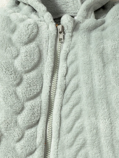 Baby Plaid Romper - Hooded Long Sleeve Plush Jumpsuit for Boys & Girls (3-24 Months)