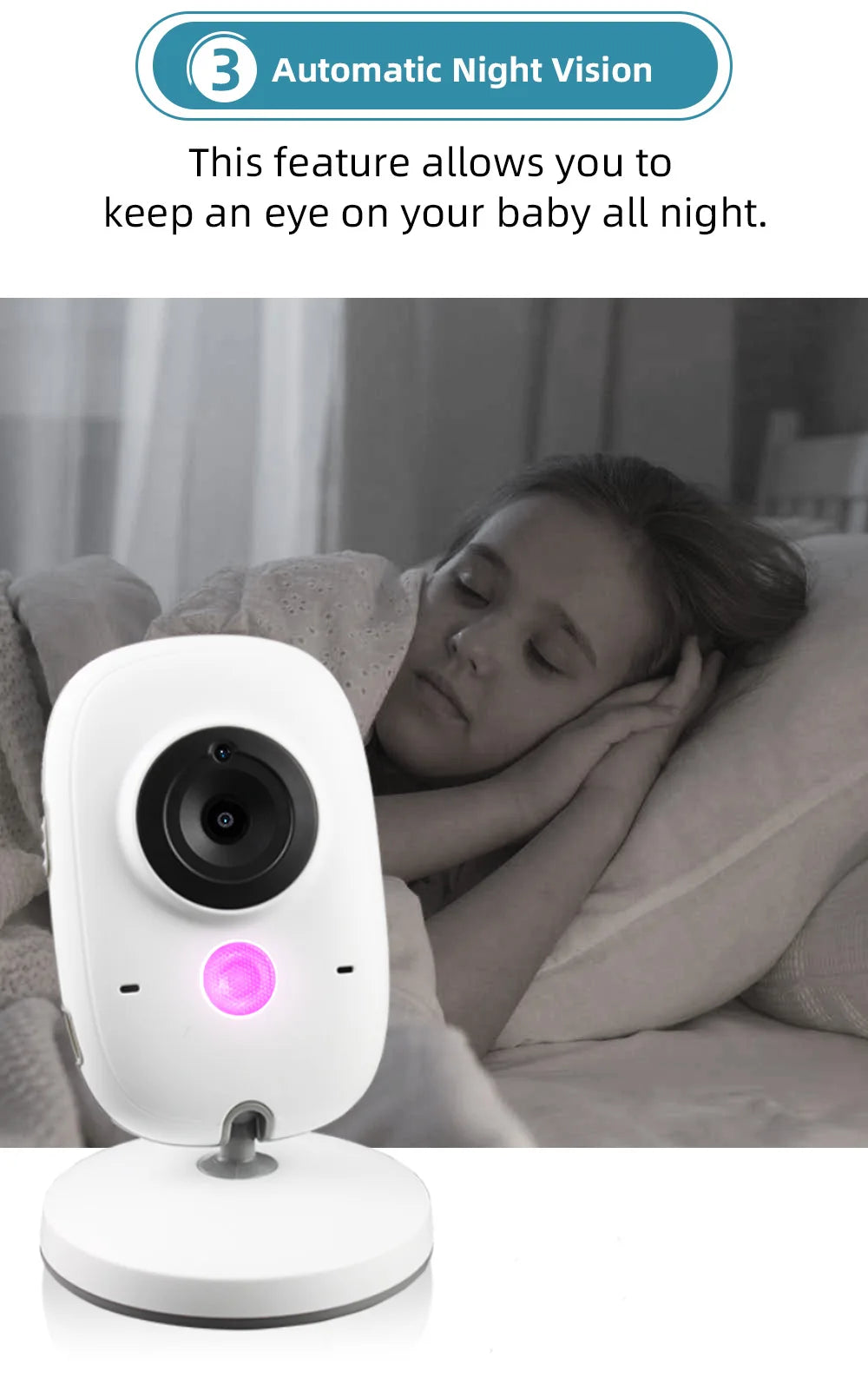 TakTark 3.2" Wireless Video Baby Monitor - Night Vision, Two-Way Audio & Temperature Monitor