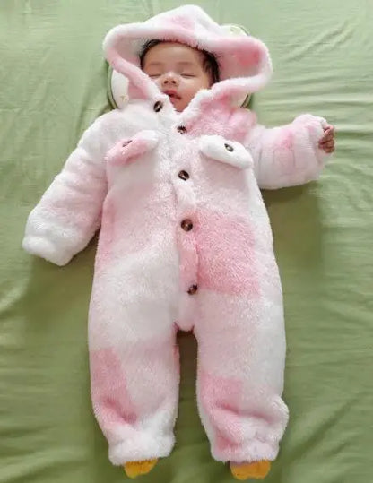Baby Plaid Romper - Hooded Long Sleeve Plush Jumpsuit for Boys & Girls (3-24 Months)