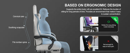 Gaming Chair with Footrest Fabric with Pocket Spring Cushion and Linkage Armrests, High Back Ergonomic with Lumbar Support