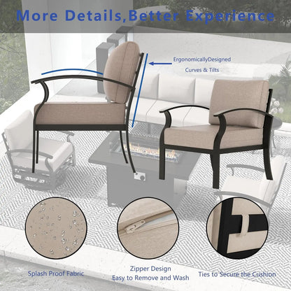 Aluminum Patio Furniture Set with Fire Pit Table