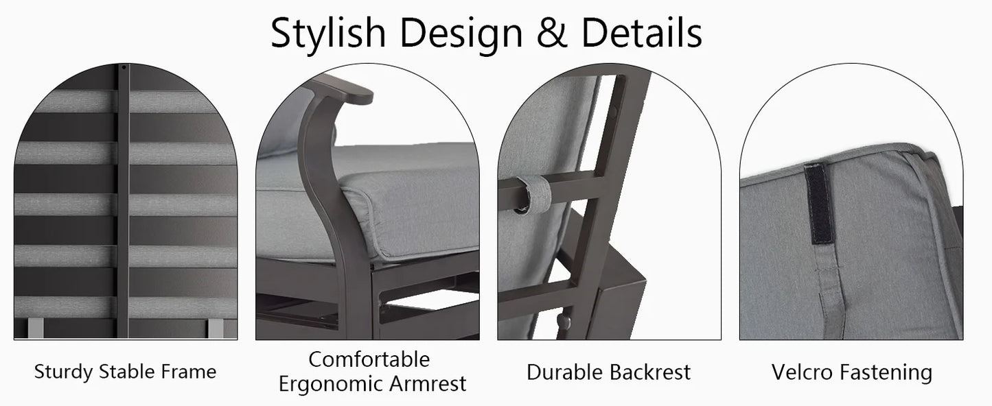 Aluminum Patio Furniture Set with Fire Pit Table