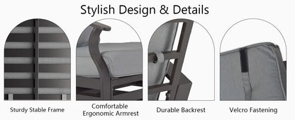 Aluminum Patio Furniture Set with Fire Pit Table