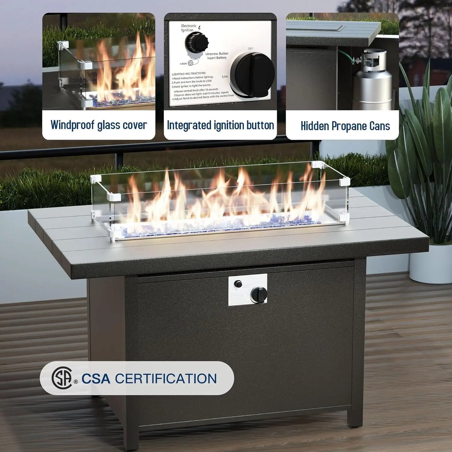 Aluminum Patio Furniture Set with Fire Pit Table