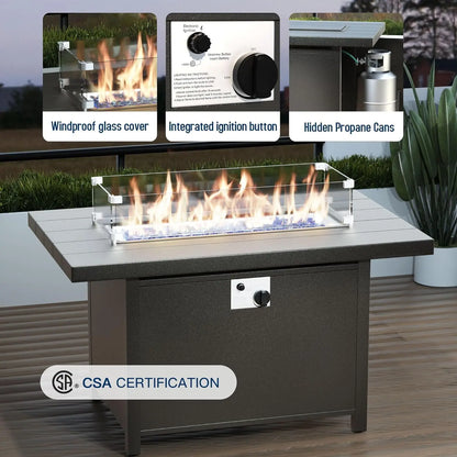 Aluminum Patio Furniture Set with Fire Pit Table