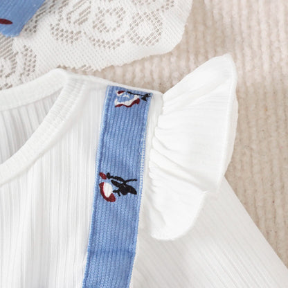 Baby Girl Princess Dress Set with Bow Headband - Floral Color Block Outfit (0-24M)