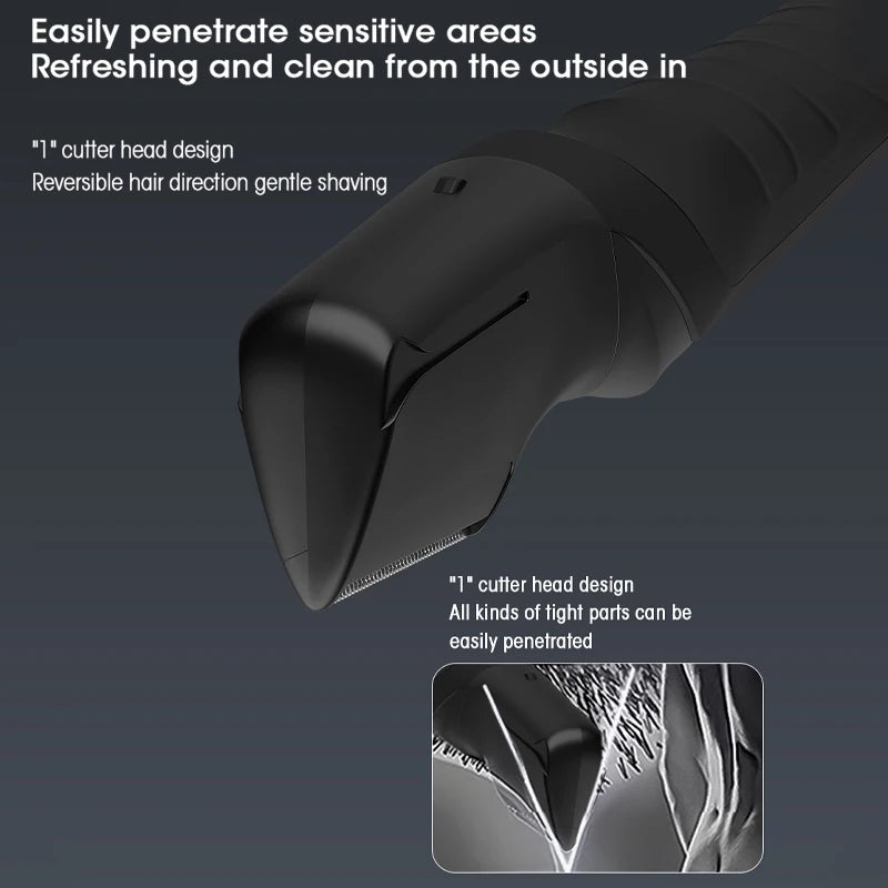 Electric Body Hair Trimmer for Men - Cordless Waterproof Groin & Body Groomer