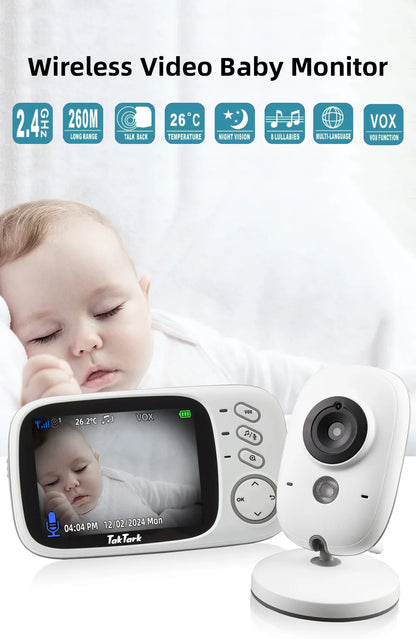 TakTark 3.2" Wireless Video Baby Monitor - Night Vision, Two-Way Audio & Temperature Monitor