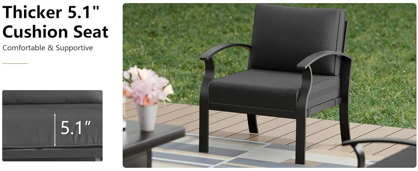 Aluminum Patio Furniture Set with Fire Pit Table