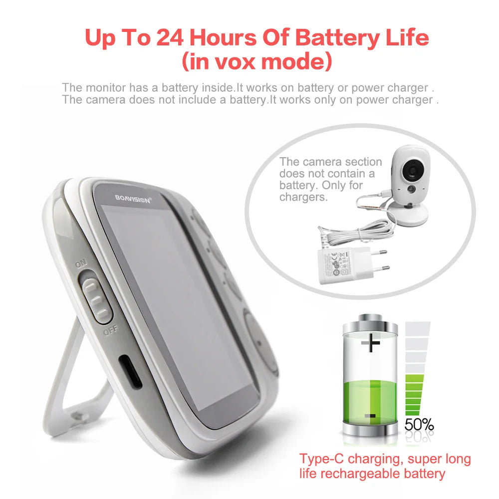 VB603 3.2" Wireless Video Baby Monitor - Night Vision, Two-Way Audio & Security Camera