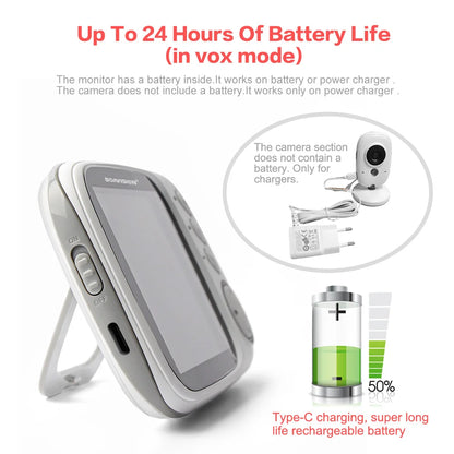 VB603 3.2" Wireless Video Baby Monitor - Night Vision, Two-Way Audio & Security Camera