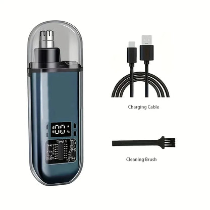 USB Rechargeable Nose & Ear Hair Trimmer - Waterproof Painless Grooming Tool for Men