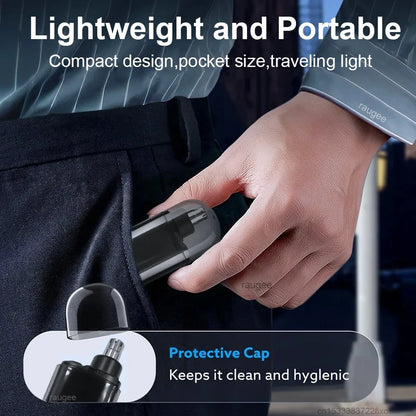 USB Rechargeable Nose & Ear Hair Trimmer - Waterproof Painless Grooming Tool for Men