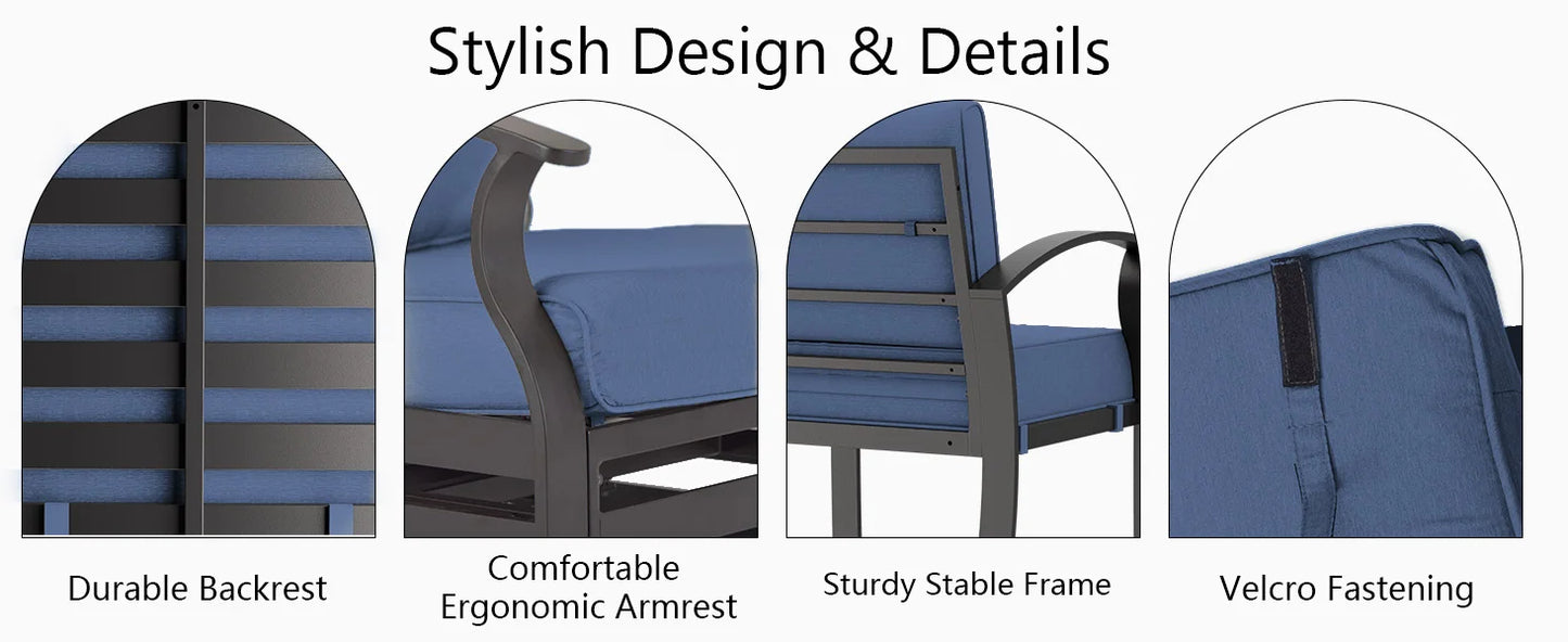 Aluminum Patio Furniture Set with Fire Pit Table